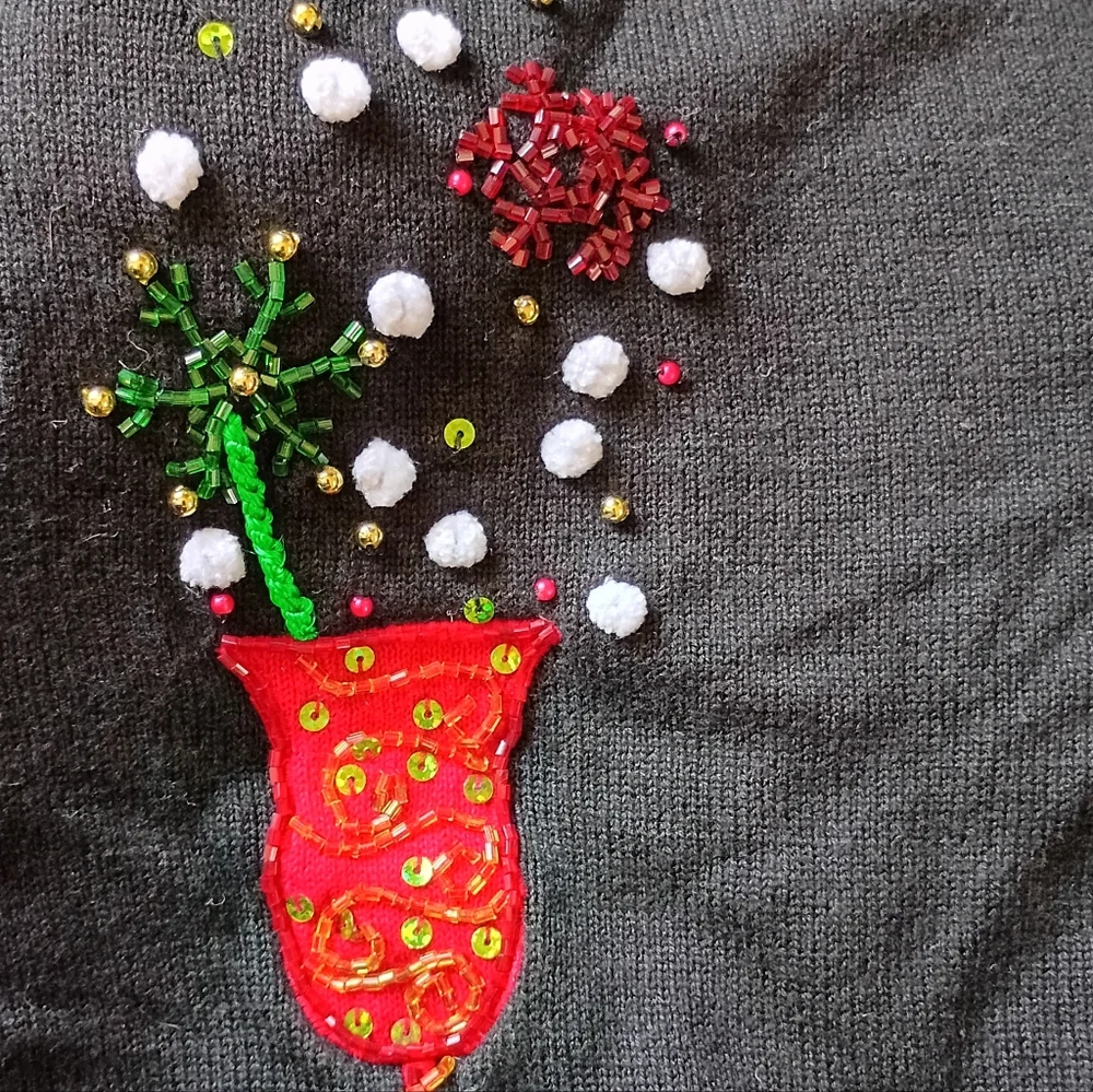 BEREK Vintage CHRISTMAS SWEATER Cocktails Cotton Blend Full Zip Cardigan XL